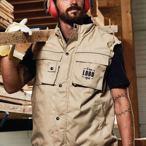 Resistente Smanicato da Lavoro Multitasche, Antivento e Impermeabile Personalizzato-Workwear Vest